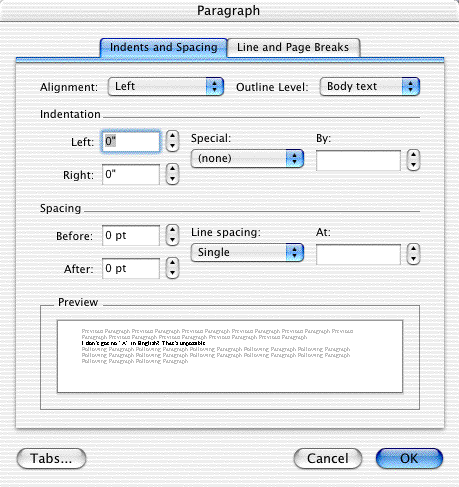 where is the paragraph dialog box in word for mac