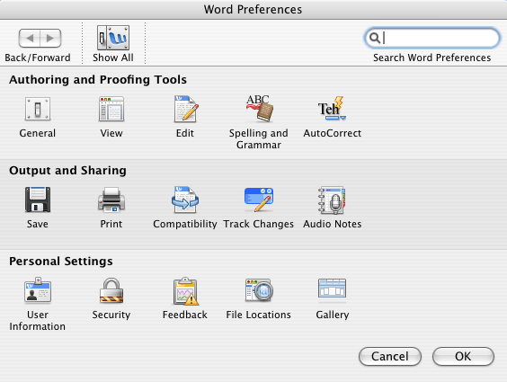 word preferences