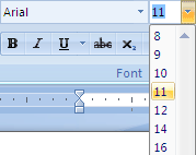 font size drop down