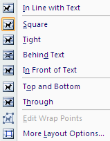 text wrapping drop down