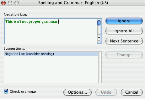 problems with grammar check in ms word for mac