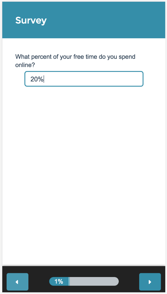 Percent Question Survey Taking on Mobile
