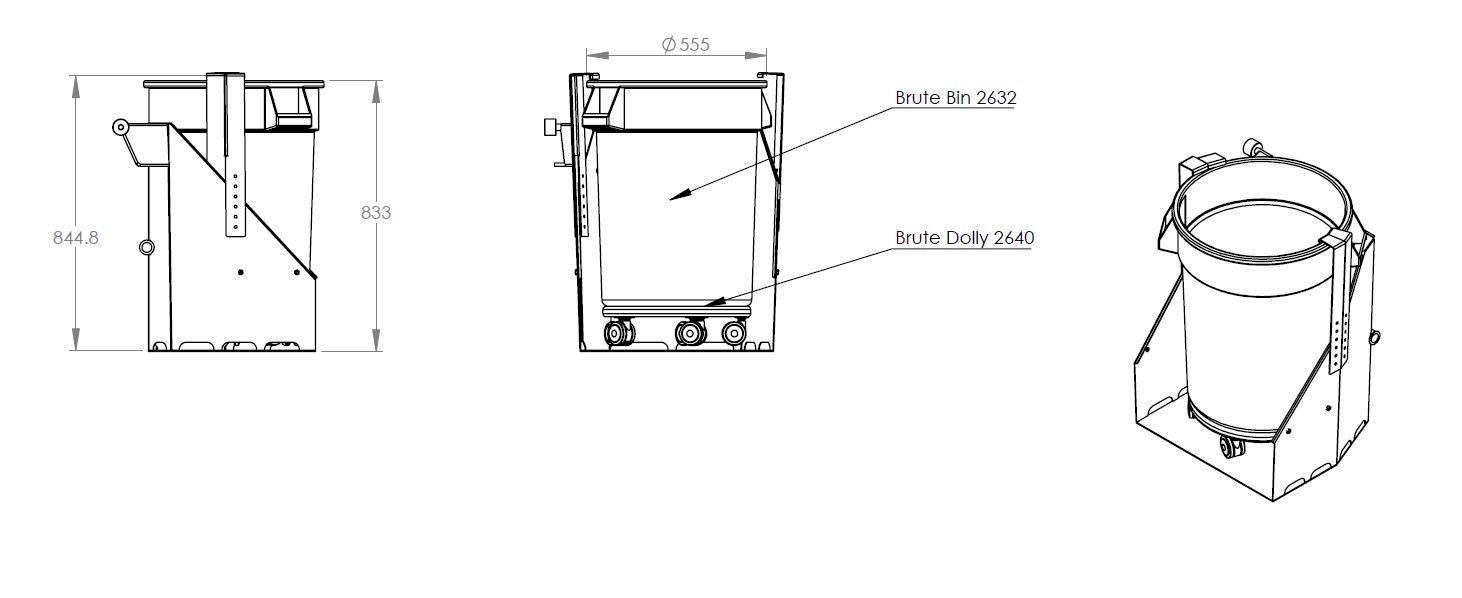Multi-Tip BRUTE® bin catch-plates layout drawing 1