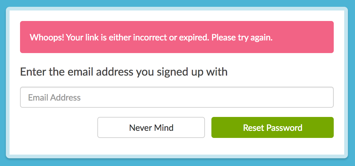 Expired New User Password Link