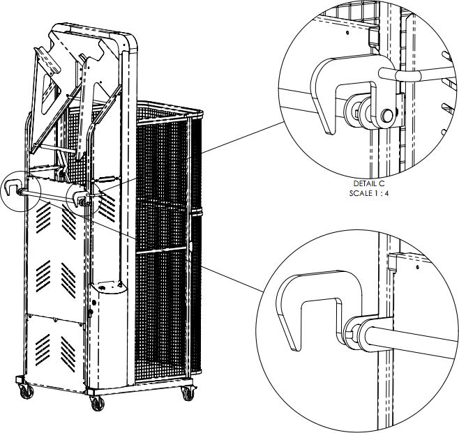 Installation details of the Dumpmaster bin-hook kit