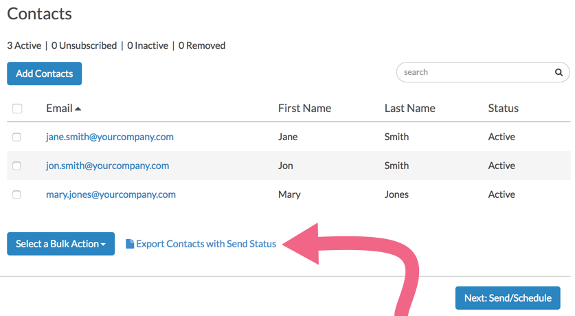 Monitor Contacts: Export Contacts With Send Status