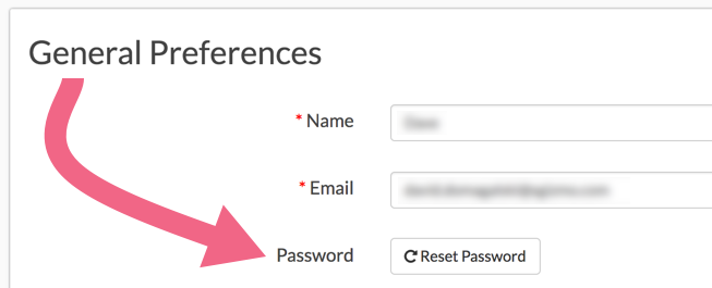 General Preferences: Reset Password