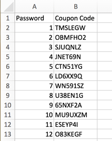 Coupon Code Spreadsheet Example