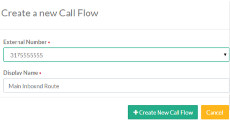 Create New Call Flow Number Dialog Box