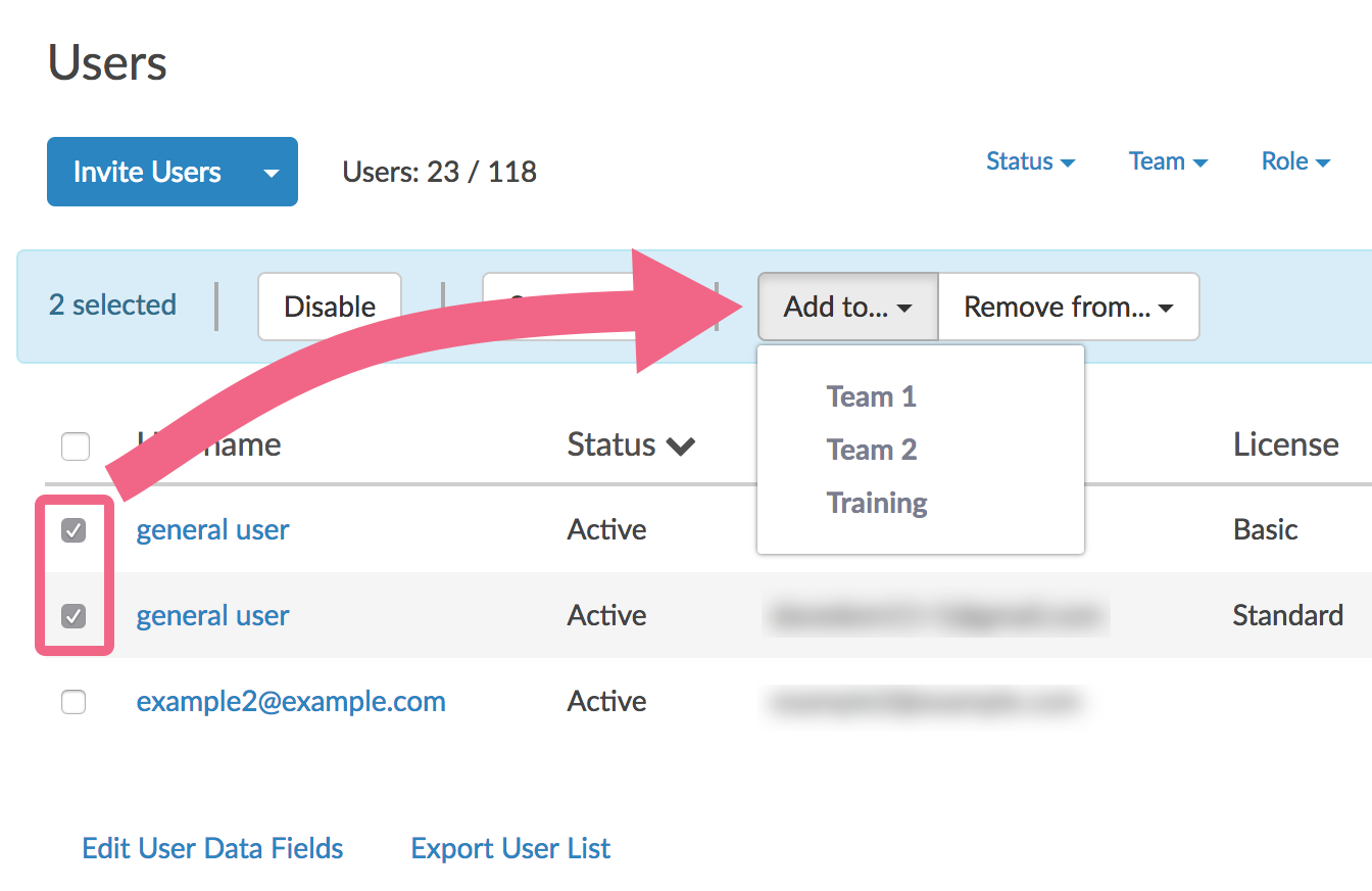 Add and remove users from teams in bulk