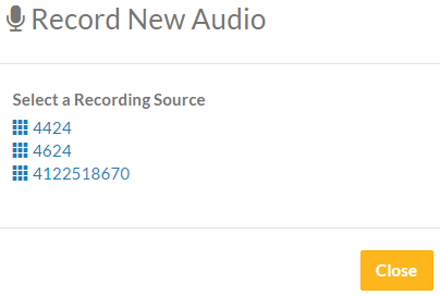 Screenshot of the Record New Audio - Select a Recording Source screen