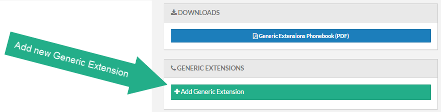 Screenshot of the Users & Devices > Generic Extensions - Add Generic Extension Option
