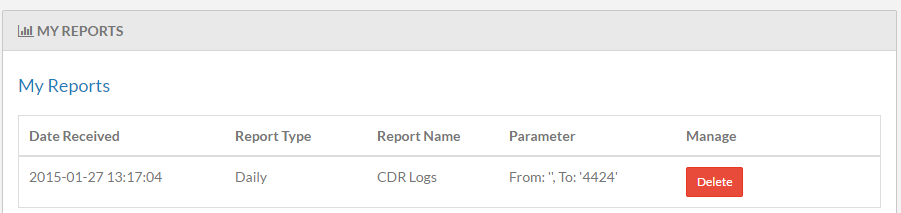 Screenshot of scheduled reports listed on the My Reports screen.