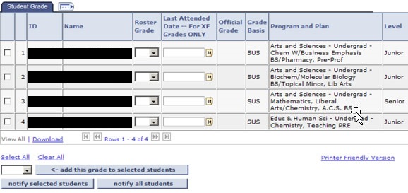 grades submit menu