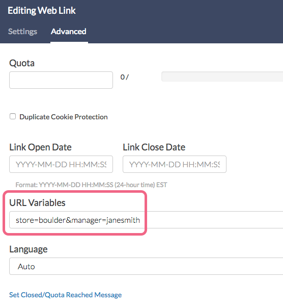 Add URL Variables to Link