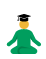 An icon of a person doing a meditative pose while wearing a graduation cap