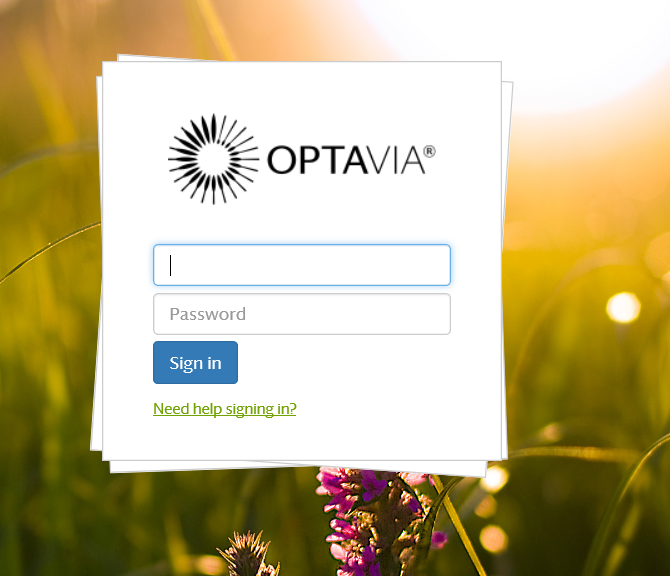 OPTAVIA Connect login screen.