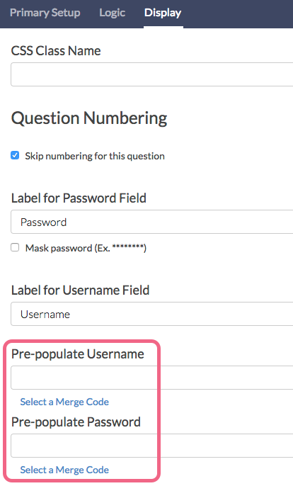 Pre-populate Username and Password