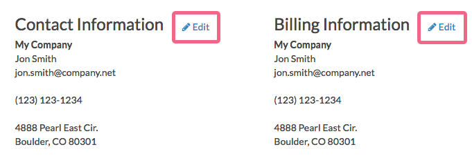 Update Contact and Billing Information