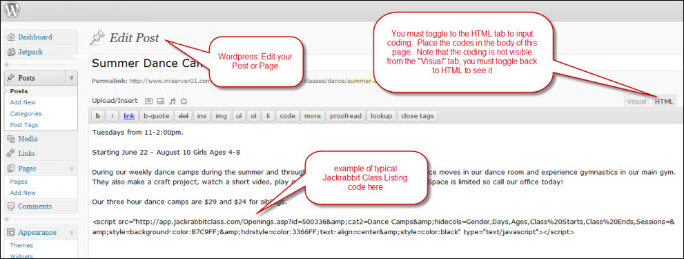 Wordpress example