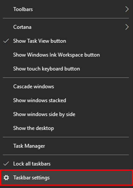 Select Taskbar settings