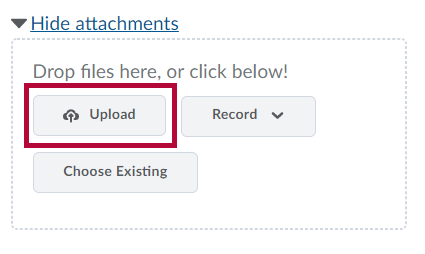 Identifies Add Attachment Upload button