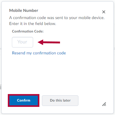 Indicates Confirmation Code field and Identifies Confirm button
