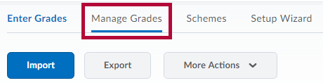 Identifies the Manage Grades tab.