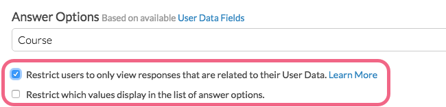 User Data Question Restriction Options