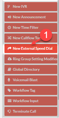 Screenshot of New External Speed Dial menu option