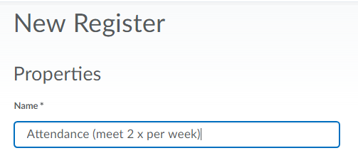 Shows the New Register - Name field.