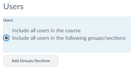Shows all users in groups/sections option selected.