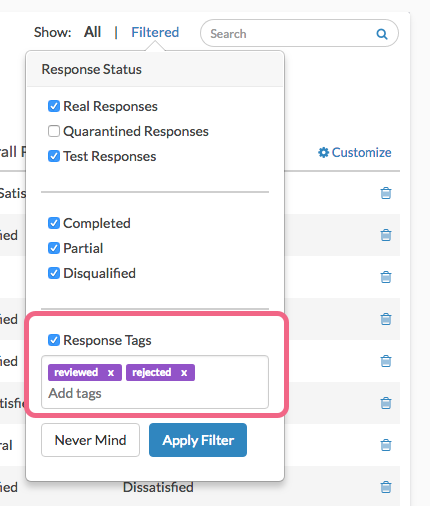 Filter Based on Response Tags