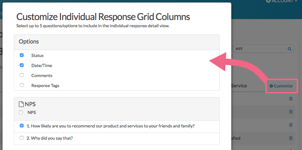 Customize Individual Response Grid Columns