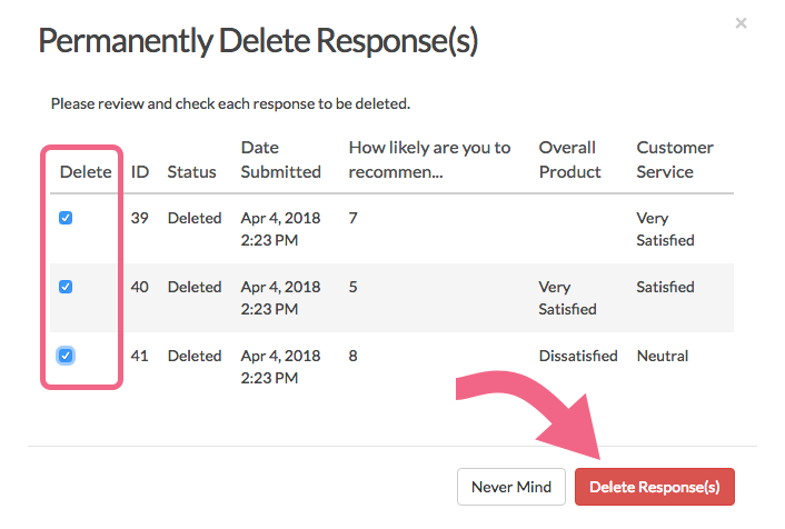 Permanently Delete Responses: Final Step