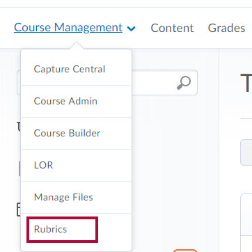 Identifies Rubrics in Course Management menu