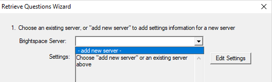  Shows 'add new server' selection 