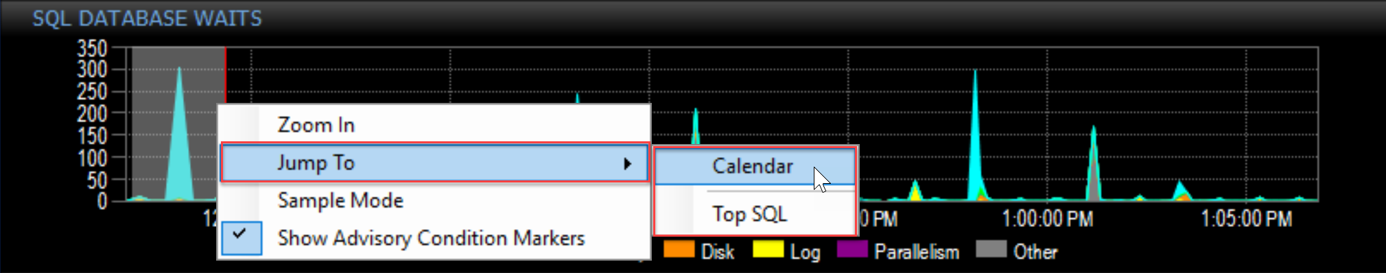 Azure SQL Database Jump To > Calendar