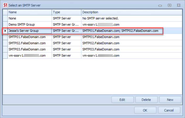 SQL Sentry Select an SMTP Server