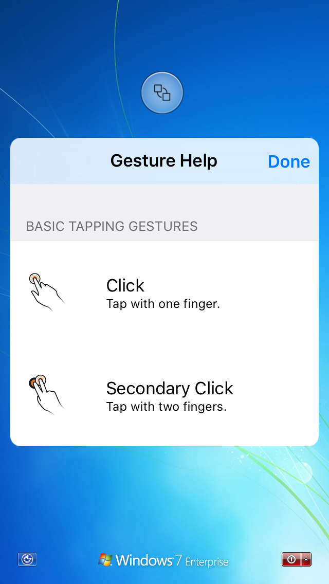 Screenshot showing gestures available in iOS. 