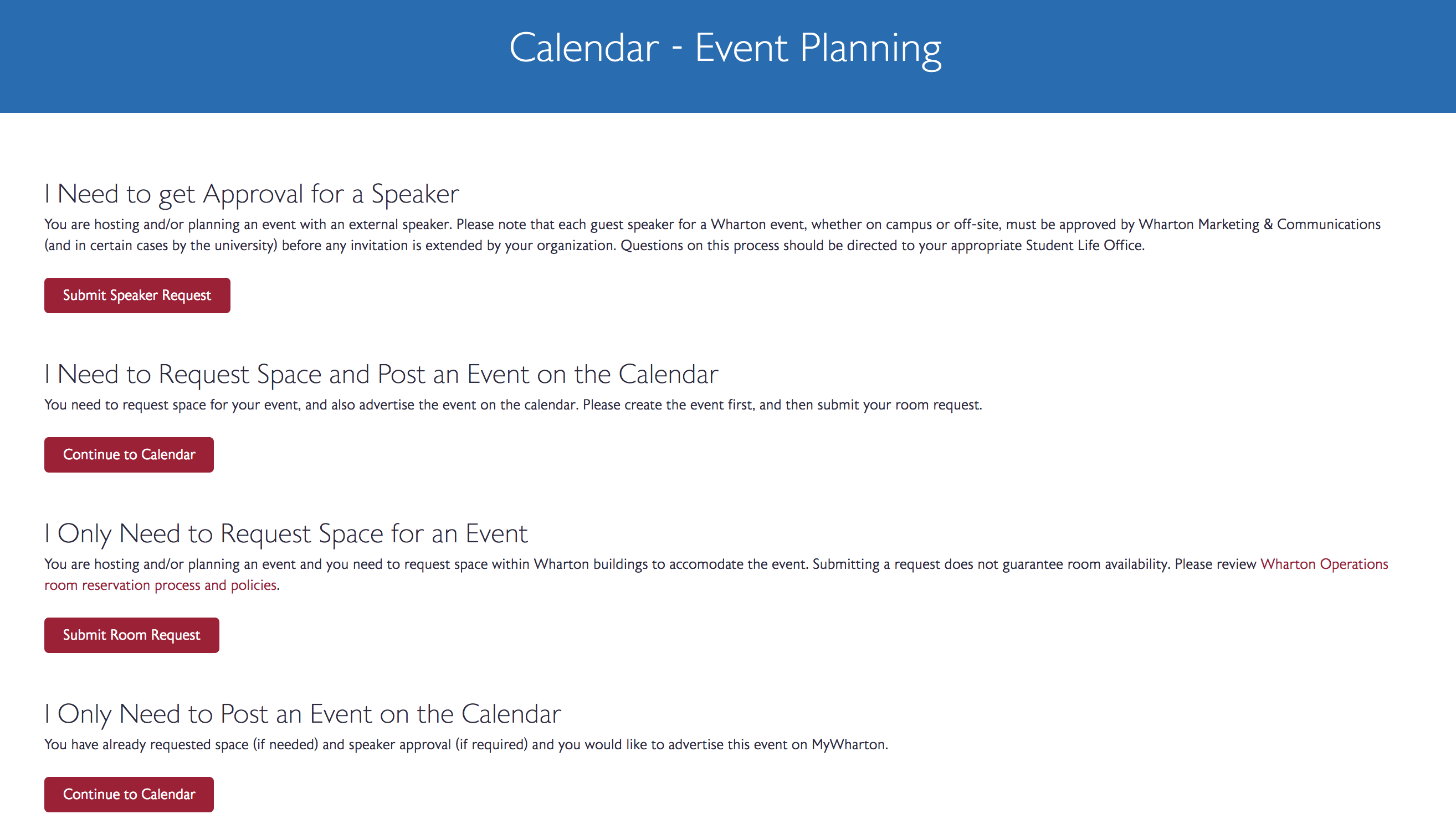 MyWharton Calendar Event Planning