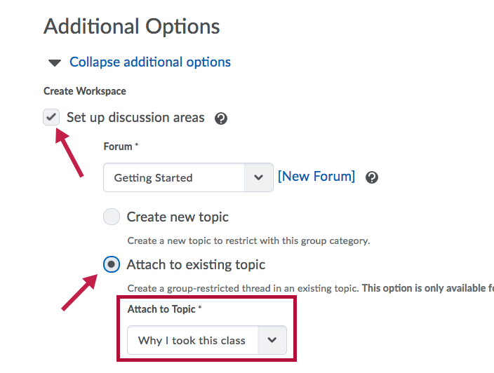 Identifies Attach to Topic option choice.