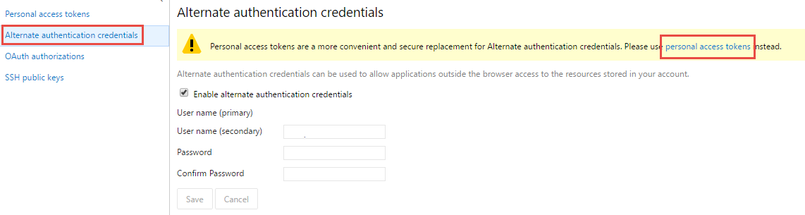 Alternate authentication credentials
