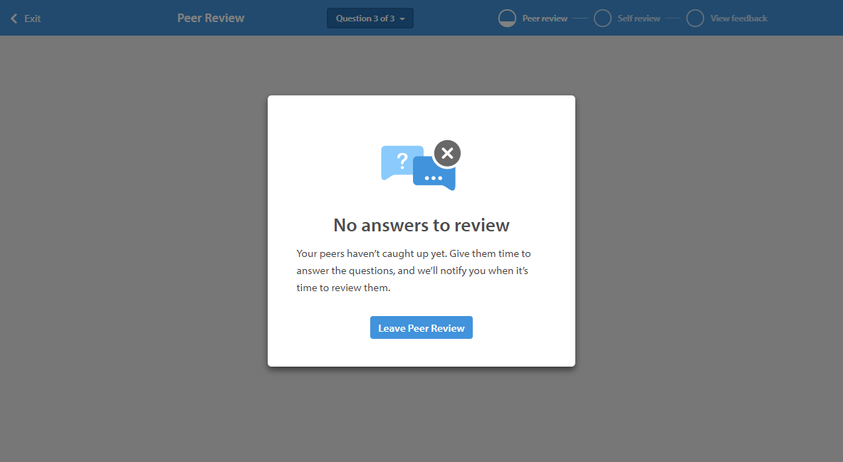 No answers to review notification window 