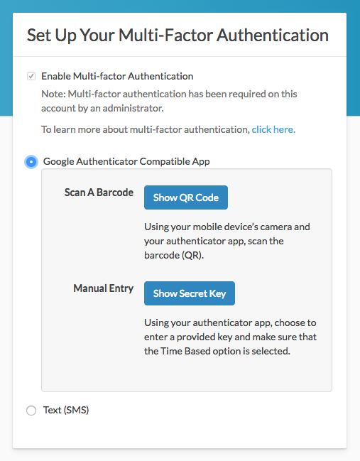 Enable Multi-facto Authentication for Your User Profile