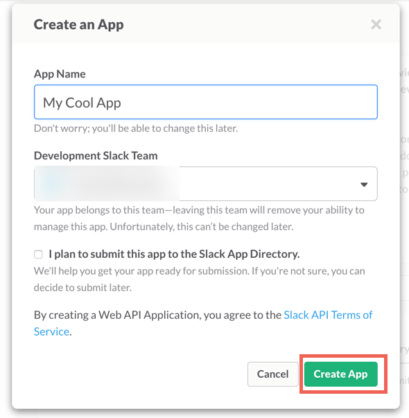 Slack Connected App step 2