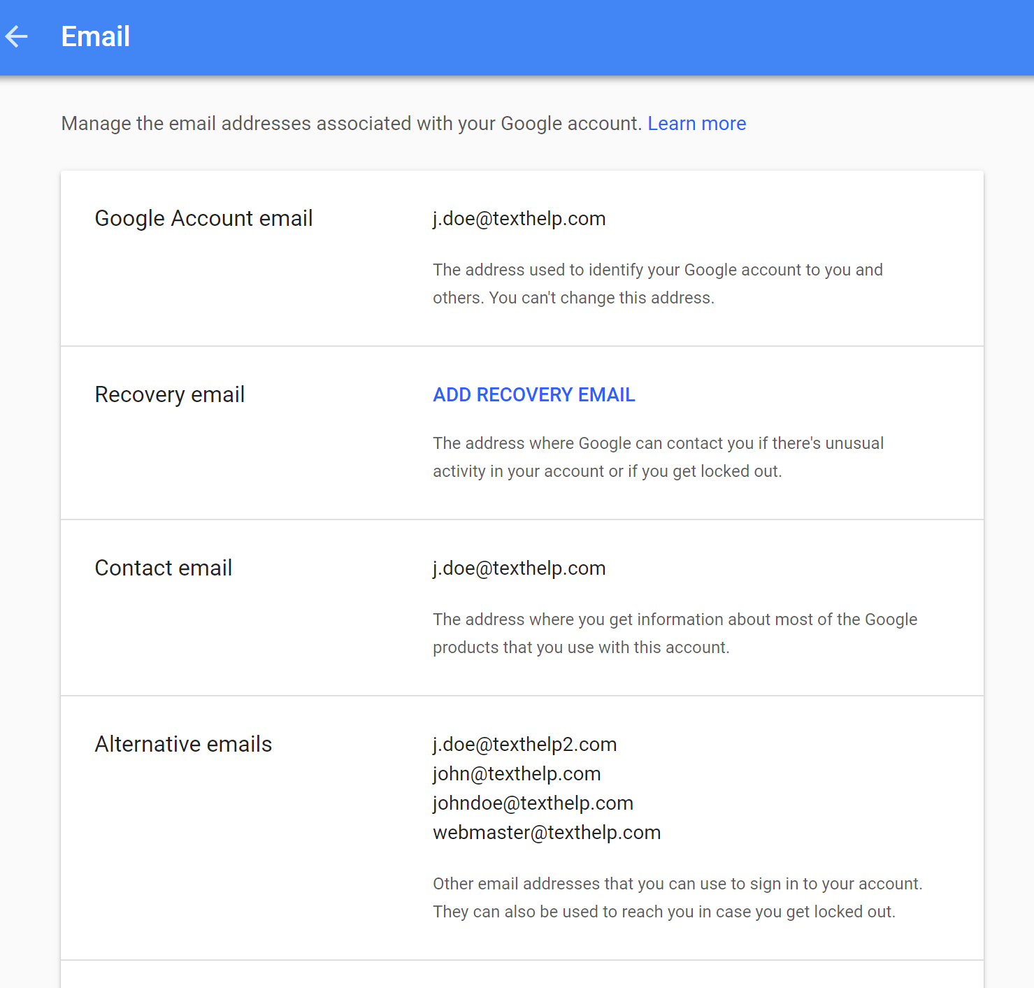 Google Account emails