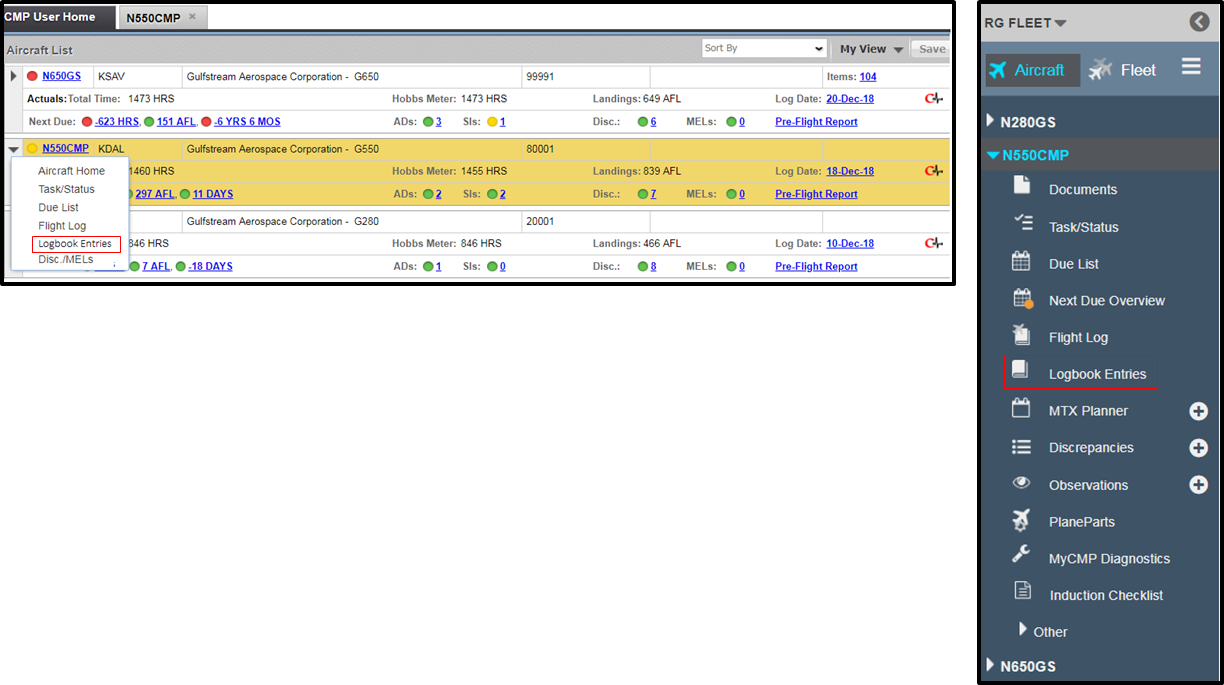 Logbook Entries MyCMP Help Center