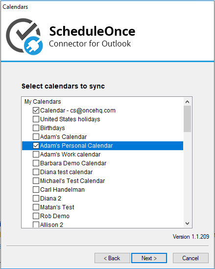 Outlook shared calendar not syncing - Select Calendars