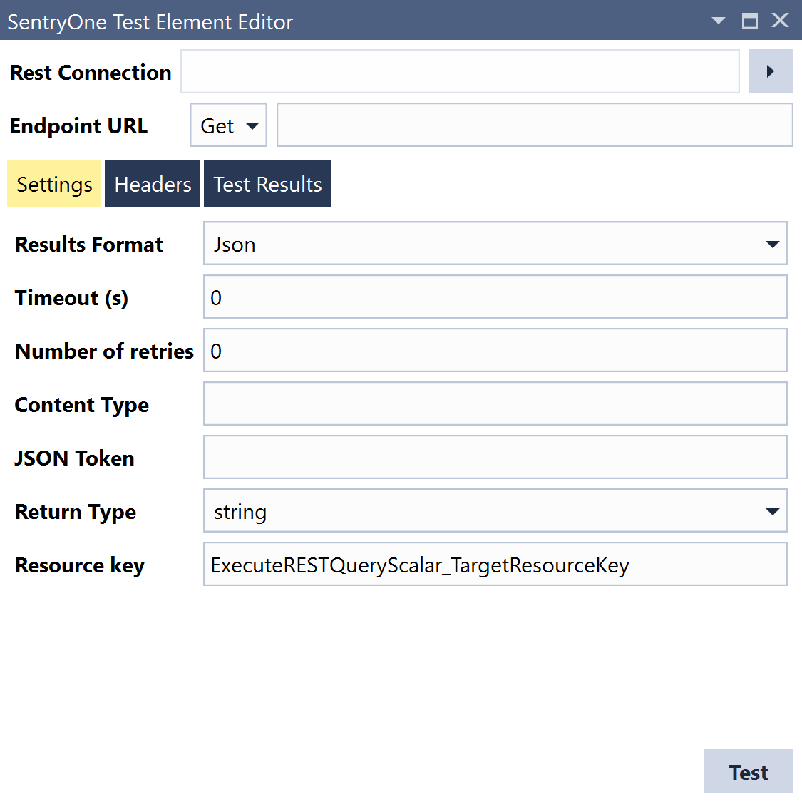 SentryOne Test Execute Rest Query Scalar Settings